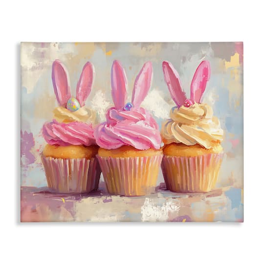 Stupell Industries Pastel Bunny Ear Cupcakes Canvas Wall Art